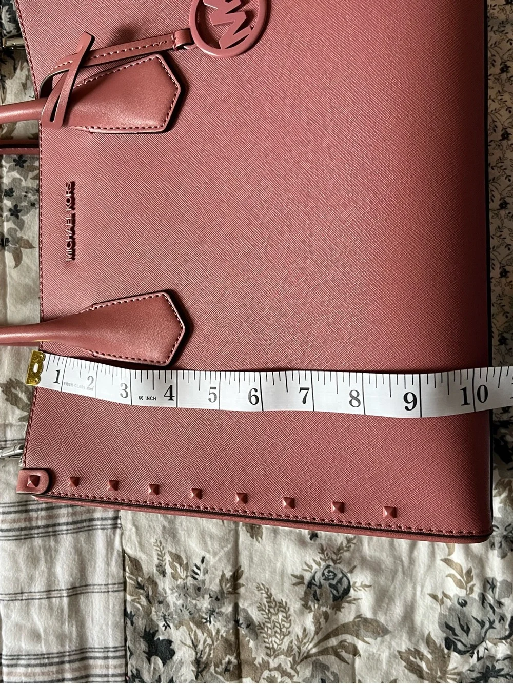 Michael Kors Rose Pink Leather Satchel with MK Charm